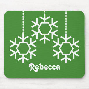 Fallende Schneeflocken Holiday Mousepad, Hellgrün Mousepad
