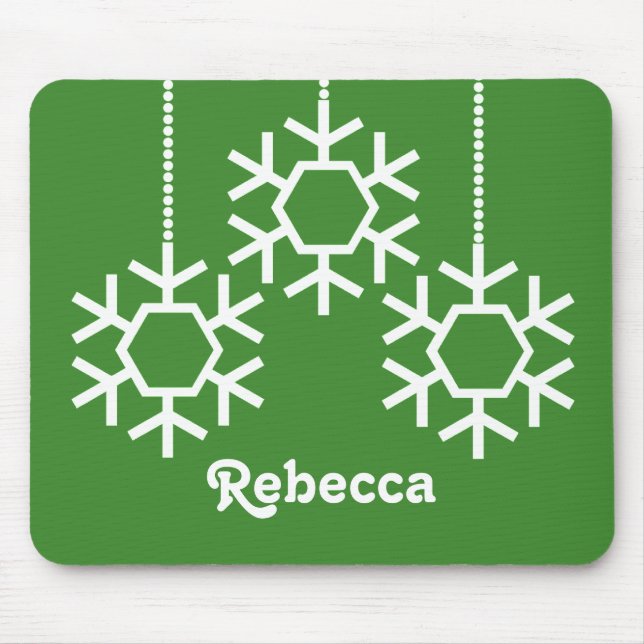 Fallende Schneeflocken Holiday Mousepad, Hellgrün Mousepad (Vorne)