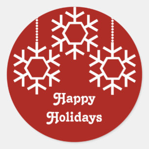 Fallende Schneeflocken Sticker, dunkelrot Runder Aufkleber