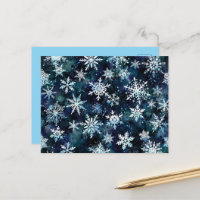 Fallende Schneeflocken Tiefblaue Magische Winterna
