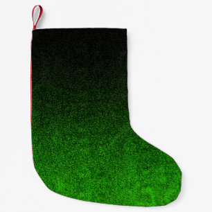 Fallende Schwarz/Grün-Glitzer-Gradient Kleiner Weihnachtsstrumpf