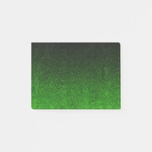 Fallende Schwarz/Grün-Glitzer-Gradient Post-it Klebezettel