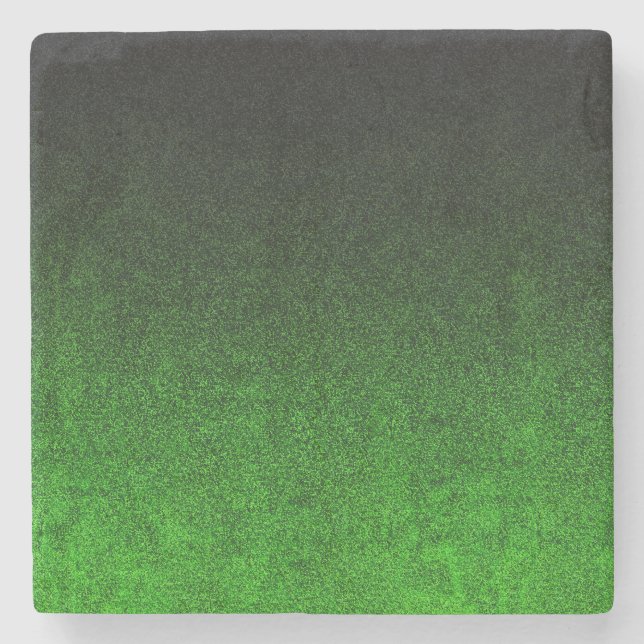 Fallende Schwarz/Grün-Glitzer-Gradient Steinuntersetzer (Vorderseite)