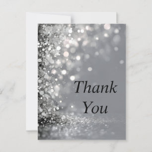 Fallende Silber Confetti auf Grau Dankeschön-Karte Postkarte