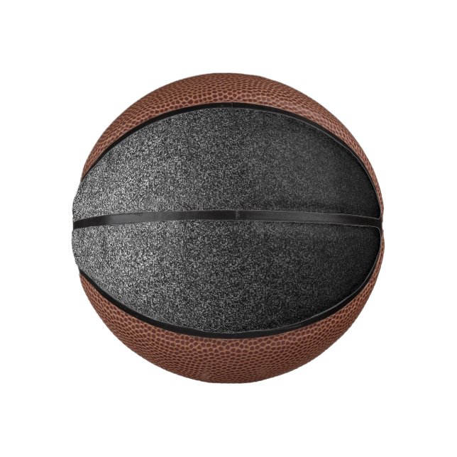 Fallende Silber- und Schwarz-Glitzer-Gradient Mini Basketball (Vorderseite)