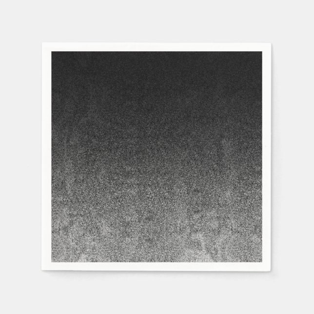 Fallende Silber- und Schwarz-Glitzer-Gradient Serviette (Vorderseite)