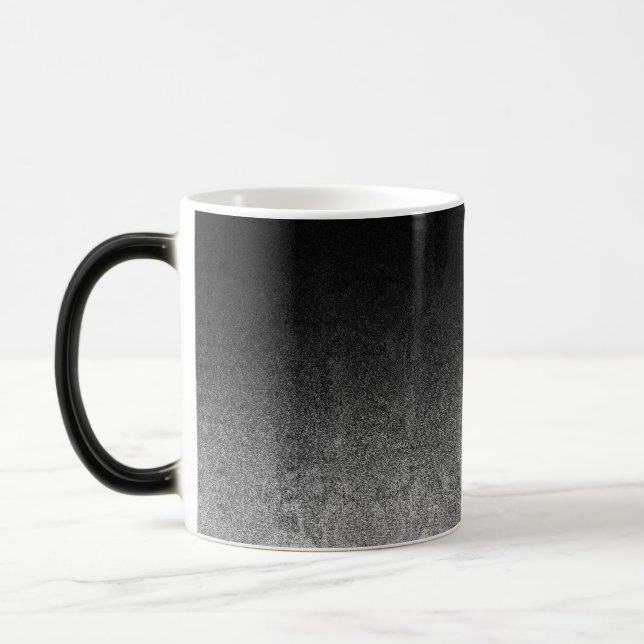 Fallende Silber- und Schwarz-Glitzer-Gradient Verwandlungstasse (Links)