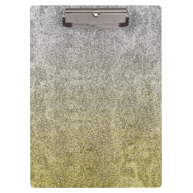 Fallende Silver & Gold Glitzer Gradient Klemmbrett (Vorderseite)