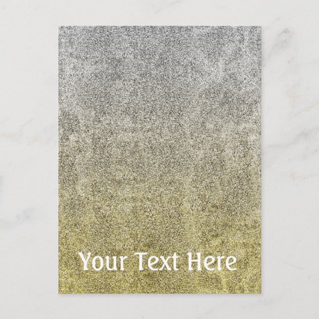 Fallende Silver & Gold Glitzer Gradient Postkarte (Vorderseite)