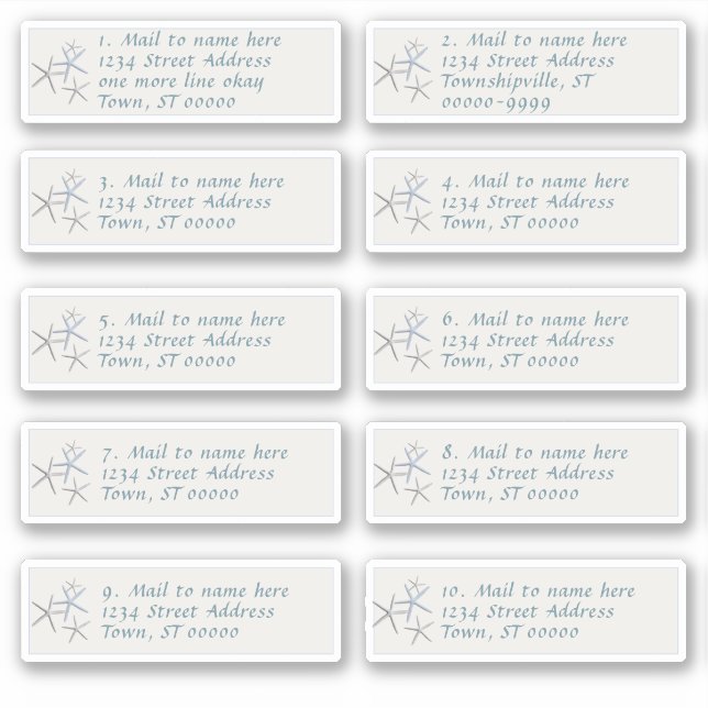 Fallende Starfish individuelle Adressenmarken Aufkleber (Vorderseite)