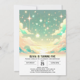 Fallende Sterne Moderne Celestial Digital Geburtst Einladung