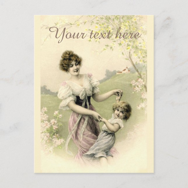 Fallende Viktorianische Frühjahrstanze Postkarte (Vorderseite)
