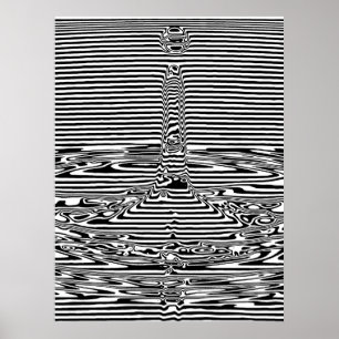 Fallende Wassertropfen in Ozean OP Art Poster