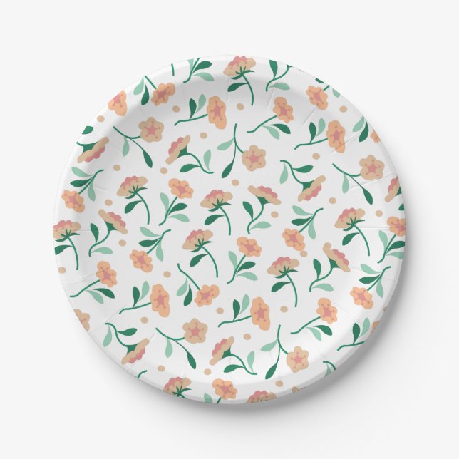 Fallender Blumen-PapierTeller Pappteller (Vorderseite)