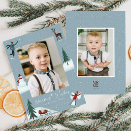 Fallender Schnee Whimsical 2 Foto Feiertagskarte