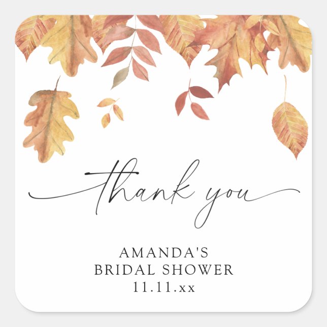 Fallendes Blätter Brautparty Quadratischer Aufkleber (Vorderseite)