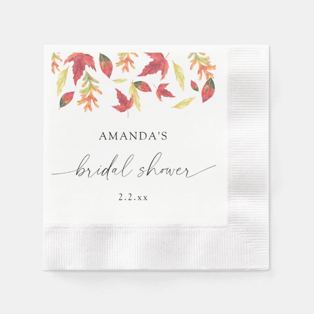 Fallendes Blätter Brautparty Serviette (Vorderseite)