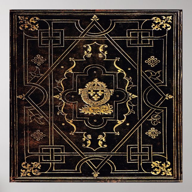 Fallendes Vintages Leder und Gold Poster (Vorne)