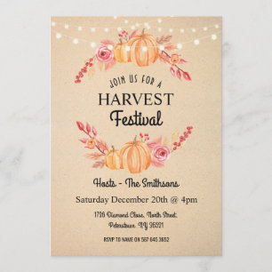 Fallernte Festival Pumpkin Blumenstrauß Einladung