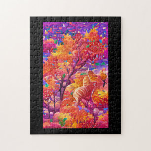 Fallfoliage psychedelische Kürbis gebrochene Kunst Puzzle
