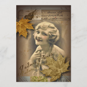Fallherbst verlässt Vintages gatsby Mädchen Einladung