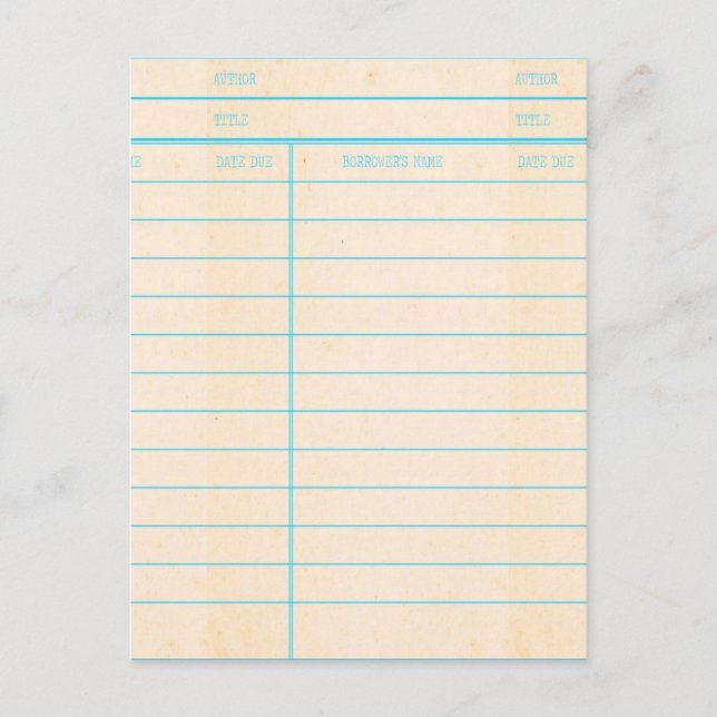 Fälligkeitskarte für das Bibliotheksbuch Postkarte (Vorderseite)