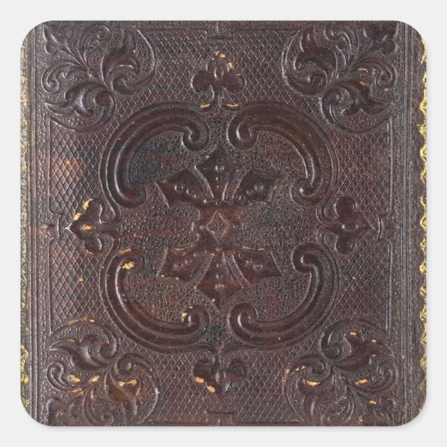 Falling Ancient Leather Book Quadratischer Aufkleber (Vorderseite)