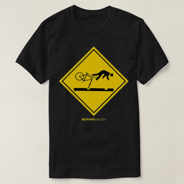Falling bicyclists ahead caution sign funny cyclin T-Shirt (Design vorne)