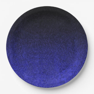 Falling Blue & Black Glitzer Gradient Pappteller