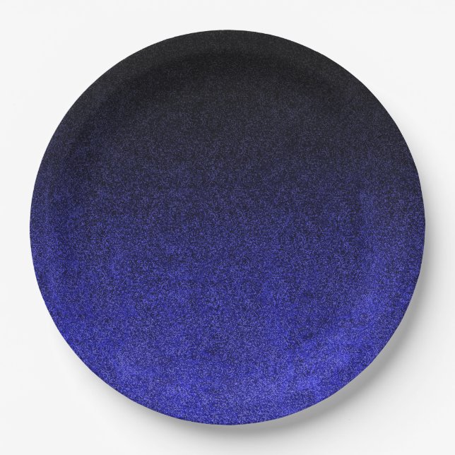 Falling Blue & Black Glitzer Gradient Pappteller (Vorderseite)