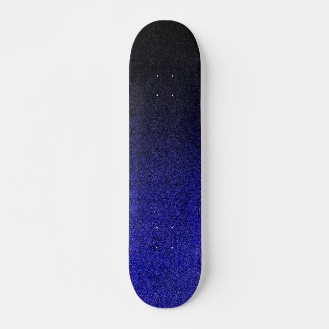 Falling Blue & Black Glitzer Gradient Skateboard (Vorne)