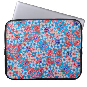 Falling Blue Cascading Floral Chirimen Laptopschutzhülle