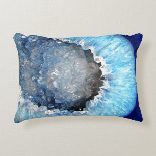 Falling Blue Crystal Geode Zierkissen