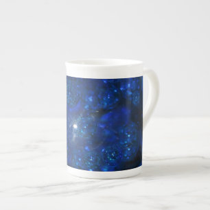 Falling Blue Glass Bubbles Prozellantasse