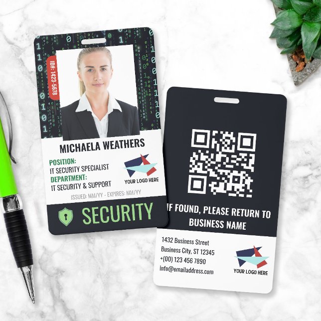 Falling Code Cyber Security Shield Mitarbeiter-ID Ausweis (Von Creator hochgeladen)