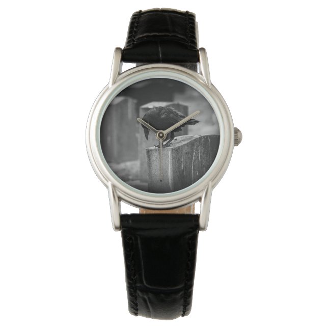 Falling Friedhof Crow Armbanduhr (Vorderseite)