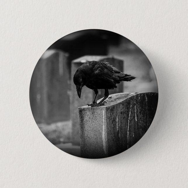 Falling Friedhof Crow Button (Vorderseite)