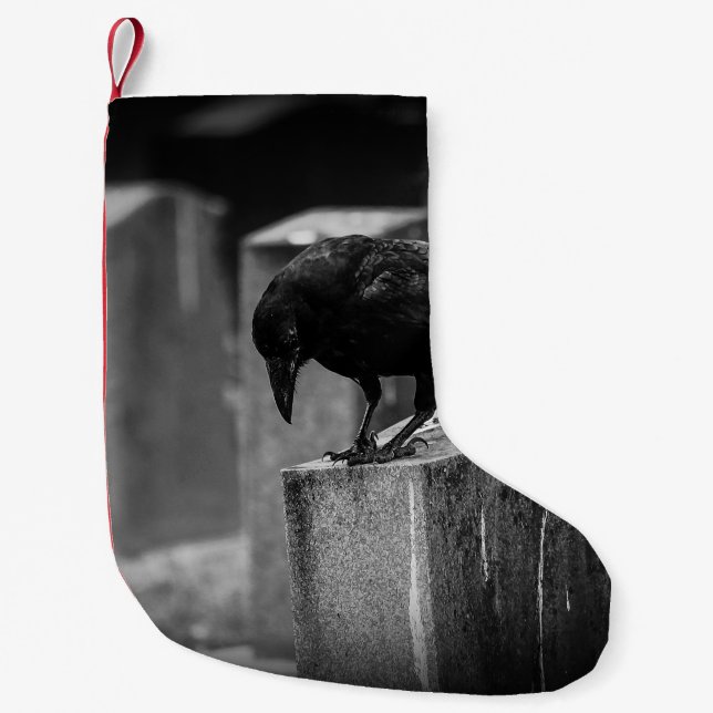 Falling Friedhof Crow Kleiner Weihnachtsstrumpf (Vorderseite)