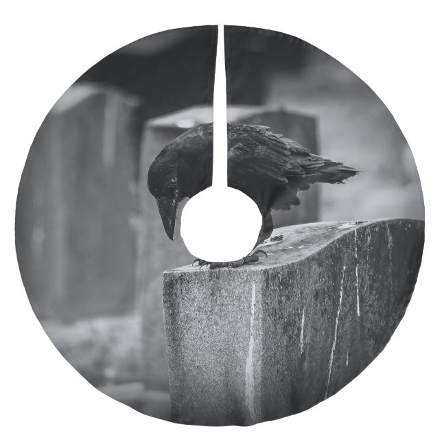Falling Friedhof Crow Polyester Weihnachtsbaumdecke (Vorderseite)