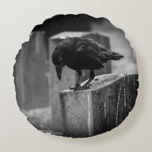 Falling Friedhof Crow Rundes Kissen