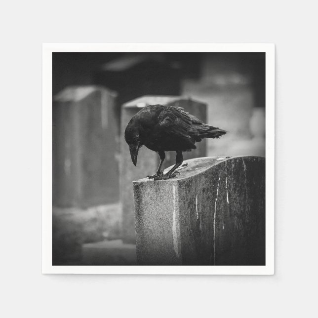 Falling Friedhof Crow Serviette (Vorderseite)