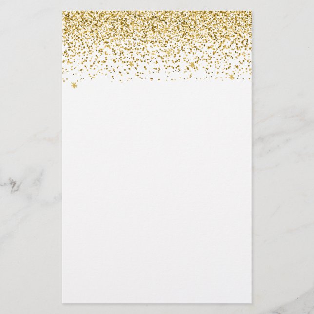 Falling Gold Glitzer Confetti Briefpapier (Vorderseite)