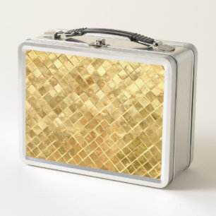 Falling Golden Checkerboard Metall Brotdose