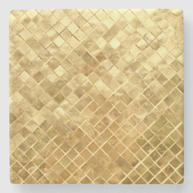 Falling Golden Checkerboard Steinuntersetzer (Vorderseite)