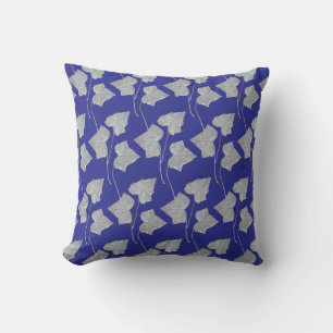 Falling Leaves Cream Deep Blue Kissen