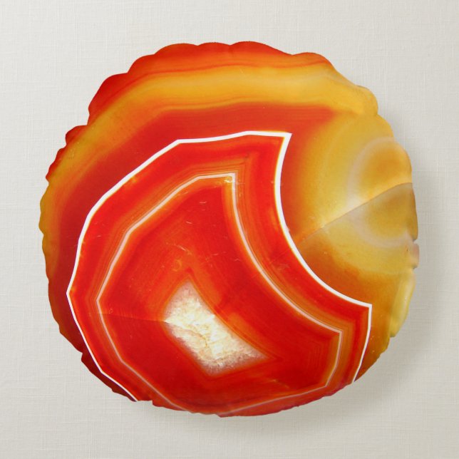 Falling Orange Agate Rundes Kissen (Vorderseite)
