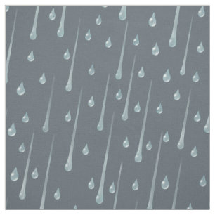 Falling Raindrops Cute Rainy Day Dark Gray - Süße  Stoff