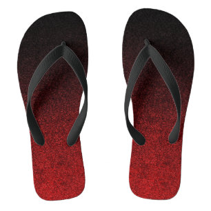 Falling Red & Black Glitzer Gradient Flip Flops