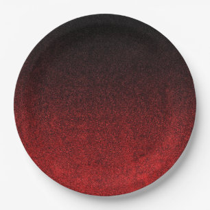 Falling Red & Black Glitzer Gradient Pappteller