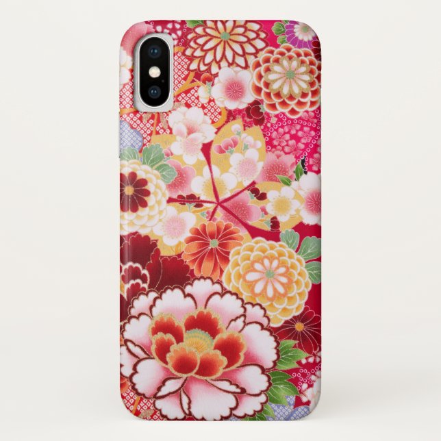 Falling Red Floral Burst Case-Mate iPhone Hülle (Rückseite)